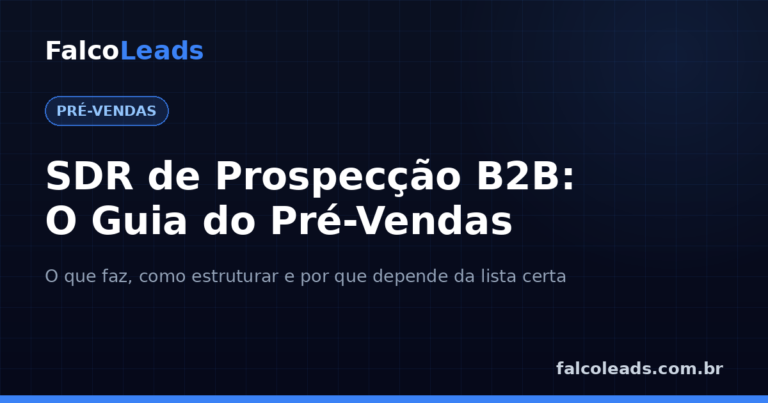 SDR de prospecção B2B: capa do guia da FalcoLeads