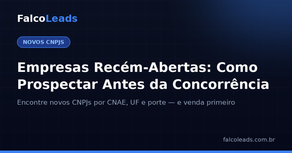 Empresas recém-abertas: como prospectar novos CNPJs antes da concorrência — capa do artigo FalcoLeads