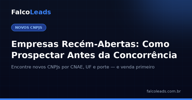 Empresas recém-abertas: como prospectar novos CNPJs antes da concorrência — capa do artigo FalcoLeads