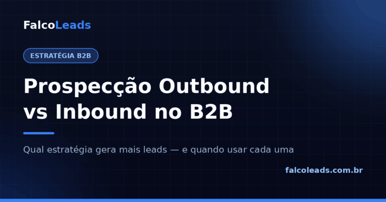 Prospecção outbound vs inbound: capa do artigo da FalcoLeads sobre qual estratégia gera mais leads B2B