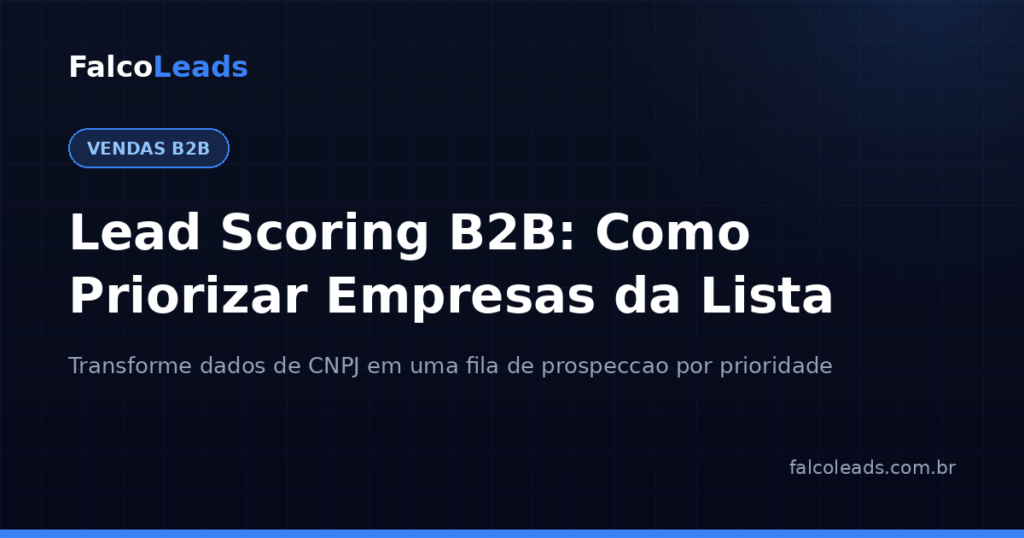 Lead scoring B2B: capa do artigo da FalcoLeads sobre como priorizar empresas da lista de prospecção
