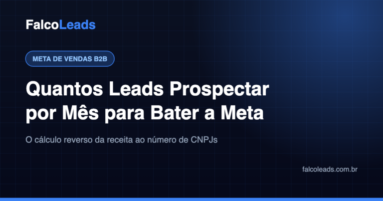 Meta de vendas B2B: cálculo de quantos leads prospectar por mês com lista de CNPJs