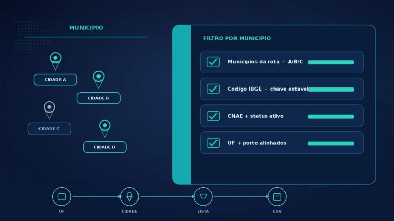 Lista de empresas por município: filtro de CNPJs por cidade na prospecção B2B